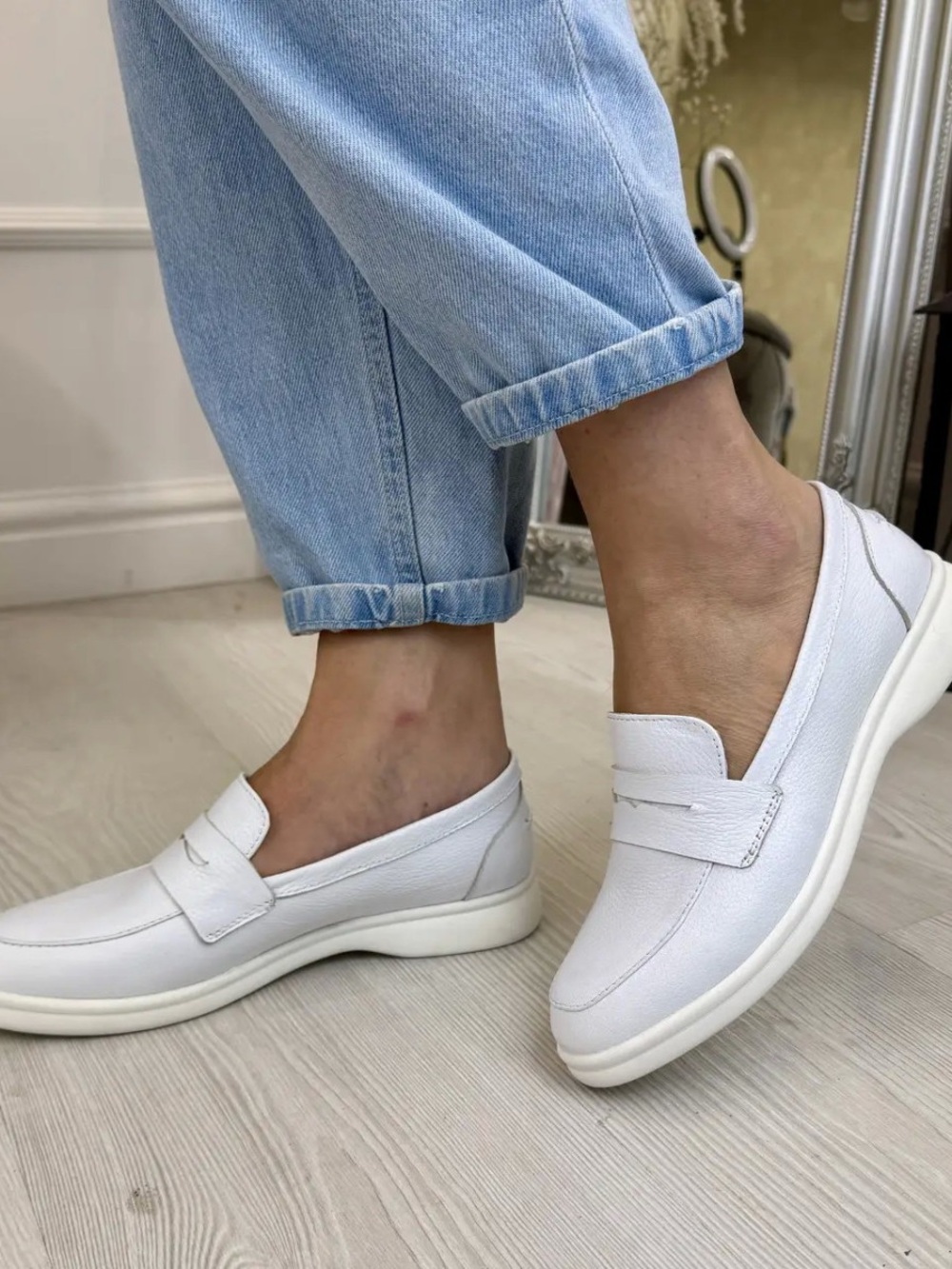 L'INTERVALLE White Leather Slip-On Loafers